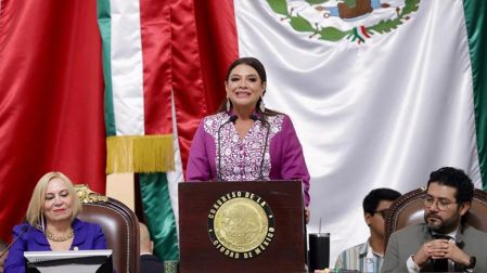 Clara Brugada, jefa de Gobierno de la Ciudad de México, durante la presentación de su Segundo Informe de Gobierno.