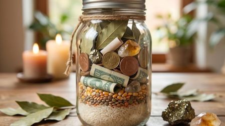 Frasco de la abundancia para atraer prosperidad