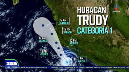 La tormenta tropical “Trudy” se convirtió en huracán categoría 1. De acuerdo con el Centro Nacional de Huracanes, en los próximos días, existe el riesgo de impactos por viento, lluvias intensas y grandes mareas que afecten la costa del suroeste mexicano (especialmente en #Oaxaca y #Guerrero).

#LoDijoZea #NoticiasImagen Visita nuestro sitio web: http://www.imagentv.com

No te pierdas Imagen Noticias con Francisco Zea de lunes a viernes en punto de las 6:30 am por Imagen Televisión.

TikTok: https://www.tiktok.com/@imagennoticias

Instagram Imagen Noticias con Francisco Zea: https://www.instagram.com/imagenzea 
Instagram: https://www.instagram.com/imagentvnoticias/

X Imagen Noticias con Francisco Zea: https://x.com/imagenZea 
X Noticias: https://twitter.com/ImagenNoticias_
X Televisión: https://twitter.com/ImagenTVMex 
 
Facebook Imagen Noticias con Francisco Zea: https://www.facebook.com/ImagenZea/ 
Facebook: https://www.facebook.com/ImagenTVNoticias
 
Aquí encontrarás la mejor información nacional e internacional de Imagen Noticias con Francisco Zea, Nacho Lozano, Crystal Mendivil, Enrique Sánchez y Paola Rojas.