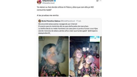 Captura de publicación de Gala Montes en X con fotografías de su infancia en las que aparece expulsando humo.