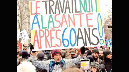 Protesta en Francia en 2023 por reforma a la edad en para jubilación.