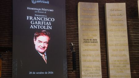 Pantalla principal de la Cámara de Diputados anunciando el homenaje póstumo a Francisco Garfias el 20 de octubre de 2026.