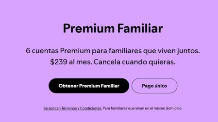 Spotify ofrece su plan premium familiar