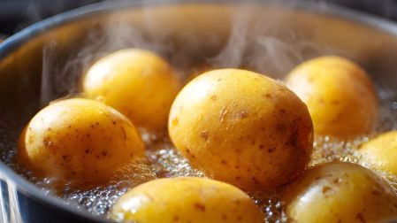 Guarnición de papas y ejotes con crema