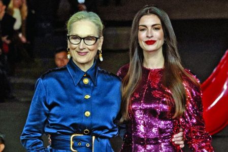 Anne Hathaway y Meryl Streep durante la presentación de la película El Diablo Viste a la Moda 2.