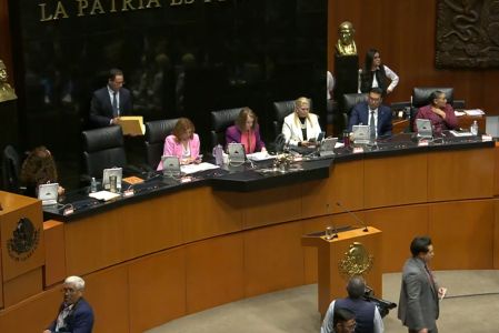 A las 18:07, los presidentes de las comisiones de Puntos Constitucionales y de Estudios Legislativos concluyeron la presentación del dictamen.