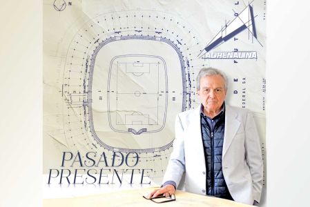 Ilustración de Javier Ramírez Campuzano y planos del Estadio Banorte.