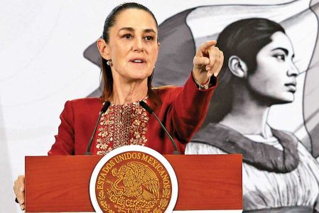 Claudia Sheinbaum, durante su conferencia del 7 de abril de 2026.