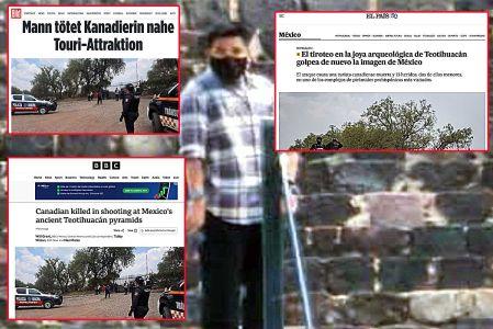 Capturas de titulares de la prensa internacional sobre tiroteo en Teotihuacán.