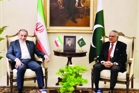 Iran's Foreign Minister Abbas Araqchi meets with Pakistan's Foreign Minister Ishaq Dar, as Pakistan prepares to host the U.S. and Iran for the second phase of peace talks, in a location given as Islamabad, Pakistan, released April 25, 2026. ESMAEIL BAQAEI VIA X/Handout via REUTERS    THIS IMAGE HAS BEEN SUPPLIED BY A THIRD PARTY. NO RESALES. NO ARCHIVES. MANDATORY CREDIT.Verification Lines:-Date and location not verified-No older versions of the photo were found posted before April 25-Iranian Foreign Minister Abbas Araqchi met Pakistani Foreign Minister Ishaq Dar at the Serena Hotel, where the first round of talks with the U.S. was held, two government sources said.