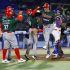 Bligh Madris celebra el grand slam que abrió el camino de la primera victoria mexicana en la Serie del Caribe 2026, en Zapopan.