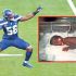 Derick Hall, linebacker de los Seahawks y una imagen cuando estaba en una incubadora.