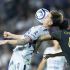 Agustin Palavecino (L) of Cruz Azul fights for the ball with Mathieu Choiniere (R) of Los Angeles during the Quarter Finals first leg match between Los Angeles FC and Cruz Azul as part of the CONCACAF Champions Cup 2026, at BMO Stadium, on April 07, 2026 in Los Angeles, California, United States.