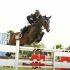 Un jinete supera un obstáculo durante la prueba de salto ecuestre del Longines Global Champions Tour en Campo Marte, Ciudad de México.