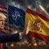 Ilustración de Donald Trump poniendo un alto a la bandera de España por no apoyar con Irán.