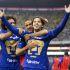 Jordan Carrillo celebra el 3-1 en el partido de ida de los cuartos de final ante el América del Clausura 2026.