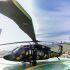 Helicóptero Black Hawk de Fuerza Civil en una plataforma aérea de Nuevo León durante su presentación oficial de seguridad.