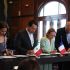Mario Delgado y autoridades de Francia firman un acuerdo educativo bilateral en la sede de la SEP en Ciudad de México.