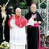 Papa León XIV dando un discurso en Nápoles en su primer aniversario como máximo jerarca católico.