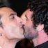 US director and screenwriter Jordan Firstman kisses Mexican actor Diego Calva as they arrive for the screening of the film "Club Kid" at the 79th edition of the Cannes Film Festival in Cannes, southern France on May 15, 2026. (Photo by Sameer AL-DOUMY / AFP)