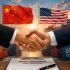 Ilustración sobre negociáción de reducir aranceles entre China y EU.