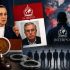 La presidenta Claudia Sheinbaum en conferencia de prensa junto a una infografía de la ficha roja de la Interpol contra Rubén Rocha Moya, buscado por narcotráfico.
