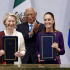 La presidenta Claudia Sheinbaum y la presidenta de la Comisión Europea, Ursula von der Leyen.