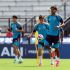 Lamine Yamal durante el entrenamiento de España.