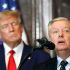Lindsey Graham, senador de EU y, al fondo, Donald Trump.