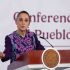La presidenta Claudia Sheinbaum hablando durante la Conferencia del Pueblo en Palacio Nacional, donde avaló la candidatura de Julián LeBarón en Chihuahua.