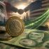 Moneda mexicana sobre billetes, con banderas de México y Estados Unidos, una gráfica al alza y actividad petrolera al fondo.