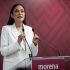 Ariadna Montiel, presidenta nacional de Morena, ofrece una conferencia de prensa en la sede del partido en Ciudad de México, el 14 de julio de 2026.