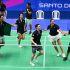Mexico players celebrates their gold medal victory during the game Mexico vs (and) Guatemala, as part to Badminton Mixed Team- Finals, Central American and Caribbean Games Santo Domingo 2026, at Table Tennis Pavilion, on July 25, 2026, Santo Domingo, Dominican Republic.