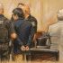 Ilustración judicial muestra a Colt Gray esposado durante la audiencia en la que fue condenado por el tiroteo en la escuela Apalachee.