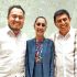 La presidenta Claudia Sheinbaum, en compañía del gobernador de Oacxaca, Salomón Jara (der.)