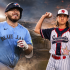 Alejandro Kirk y su primo Noah Kirk, quien consiguió con Sweetwater Valley el boleto a la Serie Mundial de Ligas Pequeñas en Williamsport.