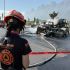 Derivado del impacto la revolvedora y una camioneta Mercedes-Benz se incendiaron y consumieron en su totalidad.