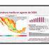 Mapa de México muestra la temperatura media de agosto de 2026, con registros de 27.2 °C y una anomalía de 2.5 °C.