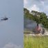 Imágenes en redes sociales mostraron al helicóptero envuelto en humo.