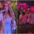 Paulina Rubio baila y canta durante una boda