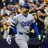 Ohtani con el uniforme de Dodgers.
