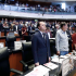 Los senadores estuvieron de pie durante el homenaje a Francisco Garfias.