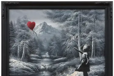 La pintura de Banksy fue creada en 2012. Utilizó un cuadro que compró en una tienda de segunda mano y pintó sobre él.