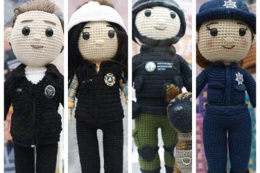 Los siete personajes que integran “Tejemos Seguridad” fueron confeccionados por mujeres recluidas en el Cefereso 16 y serán puestos a disposición del público.
