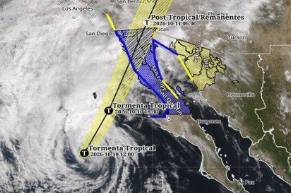 El ciclón Rachel mantiene su trayectoria rumbo a la costa oeste de la península de Baja California, donde se esperan rachas de viento de hasta 110 kilómetros por hora.