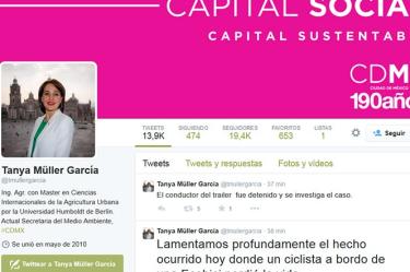 En su Twitter, la secretaria del Medio Ambiente capitalina, Tanya Müller lamentó el fallecimiento e informó que el conductor del tráiler se encuentra detenido.