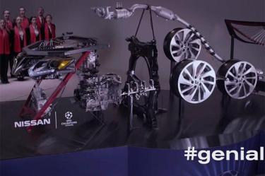 Bajo innovador concepto, inicia patrocinio futbolístico de Nissan en México, donde la única orquesta a base de autopartes tocará el Himno de la UEFA Champions League. Foto: YouTube