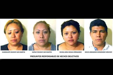 Guadalupe Munive San Martín, Nataly Munive San Martín, Divina Areli Rosas Hernández Y Diego Armando Hernández Sánchez, son acusados del delito de extorsión agravada en pandilla.