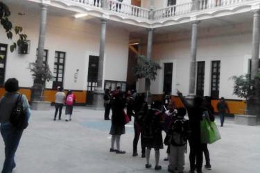 Aspecto del regreso a clases en la escuela Héroes de la Reforma, en Puebla