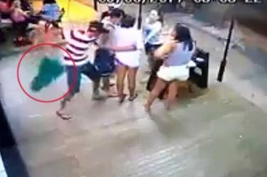 Luiz Henrique intentó asesinar a su expareja con un cuchillo (círculo).